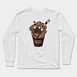 Chocolate Ice-cream Egg Waffle (Brown) Long Sleeve T-Shirt